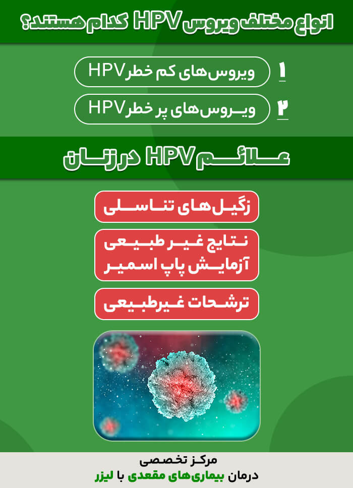 تصویر گرافیکی توضیح انواع ویروس hpv